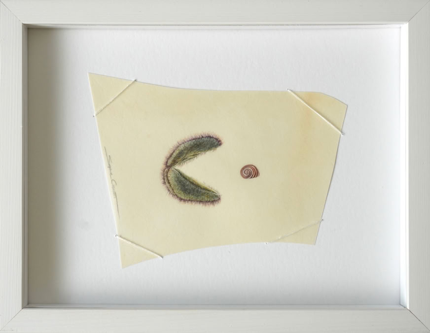 Remember when we used to play, watercolour on vellum, linen yarn on museum board, 18 x 24 cm, 2024. 